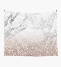 Rose gold glitter on marble Wall Tapestry