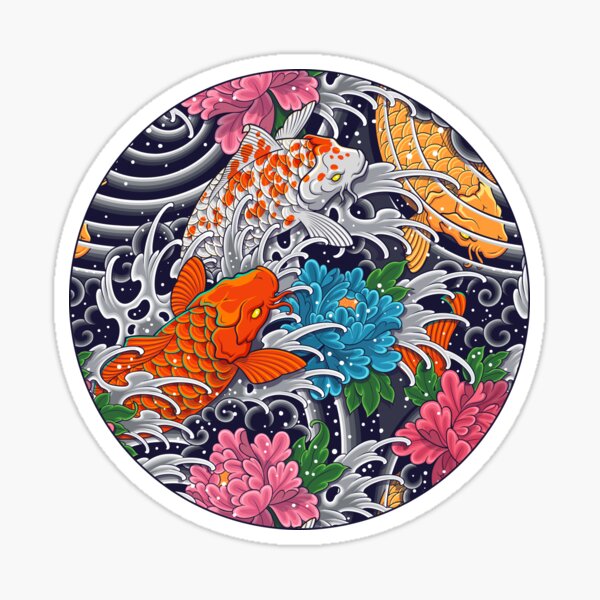 Item preview, Koi Fish and Floral Pattern designed and sold by Snapnfit.