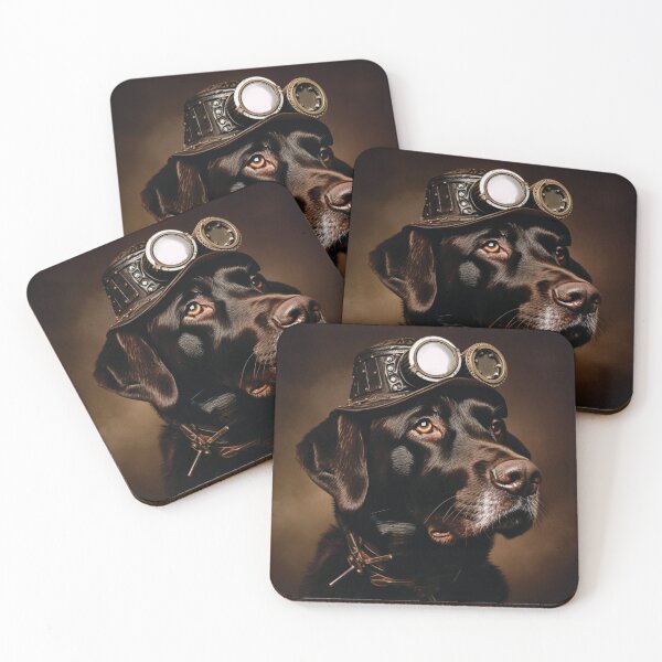 Item preview, Steampunk Chocolate Labrador Dog Portrait designed and sold by HookedOnDogz.