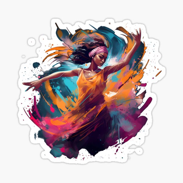 Item preview, Vibrant Color Splash Dancing Woman designed and sold by ThePixelBrewery.