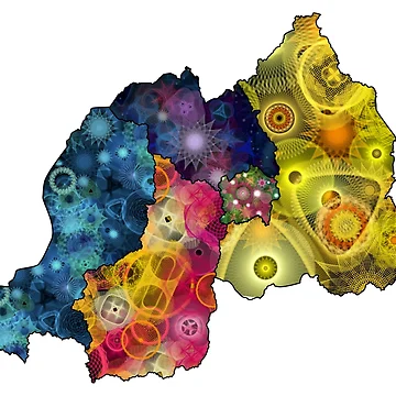 Artwork thumbnail, Spirograph Patterned Rwanda Provinces Map by RachelEDesigns