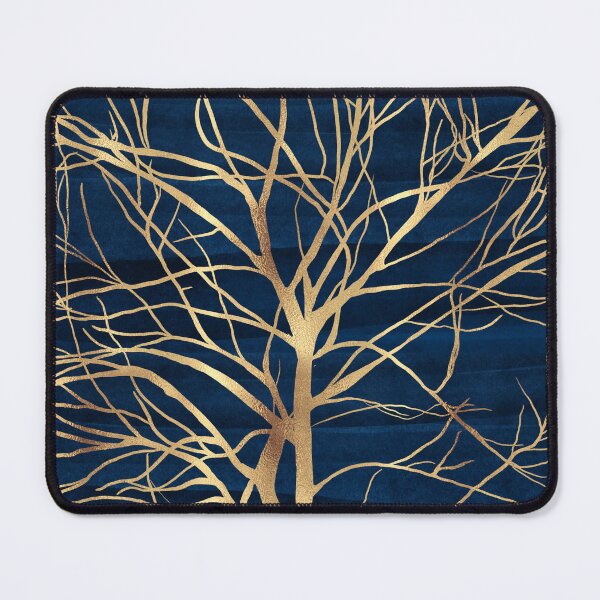 Item preview, Modern Gold Tree Silhouette Minimal Blue Design designed and sold by NdesignTrend.