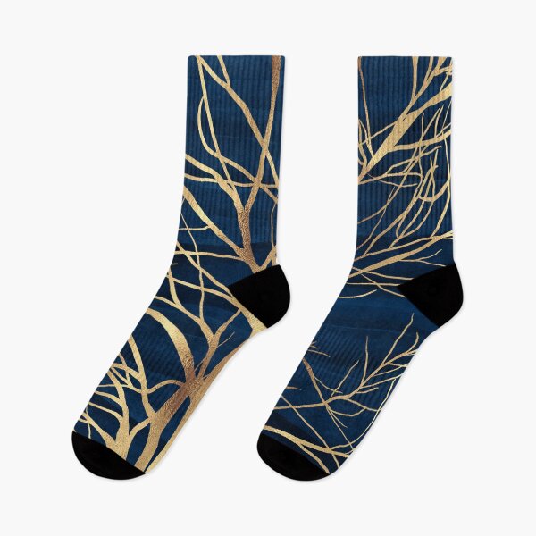 Item preview, Modern Gold Tree Silhouette Minimal Blue Design designed and sold by NdesignTrend.