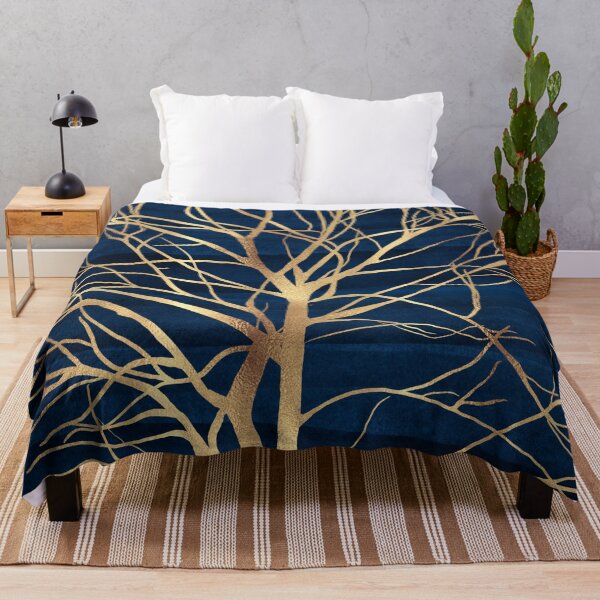 Item preview, Modern Gold Tree Silhouette Minimal Blue Design designed and sold by NdesignTrend.