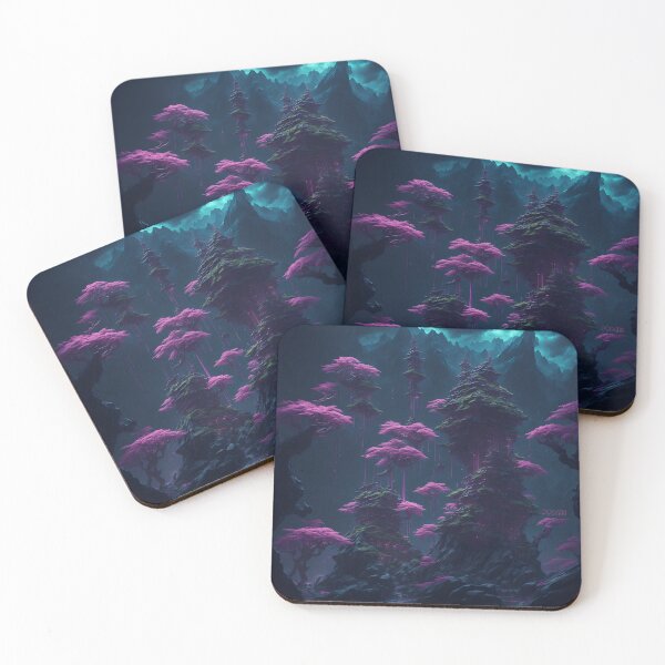 Item preview, Cyber neon sakura temple japanese landscape digital art design designed and sold by PodgaiaDesigns.