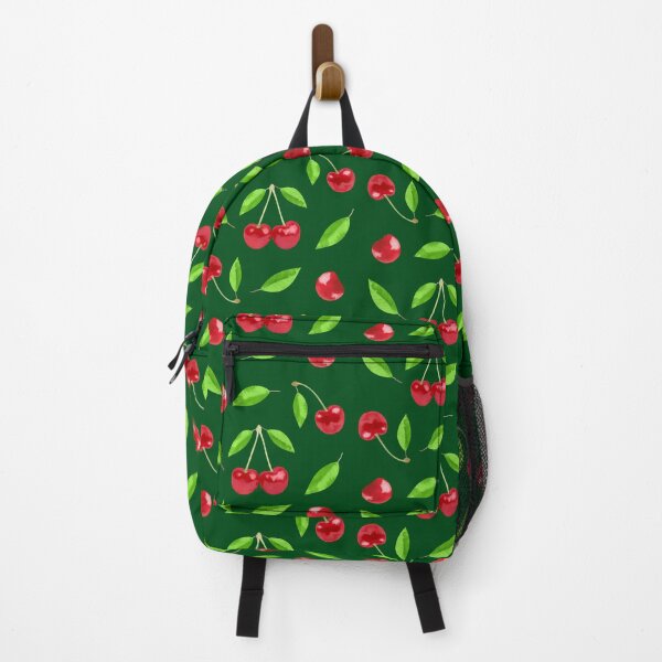 Item preview, Cherry with leaves - pattern (small) on green designed and sold by JaReVa.
