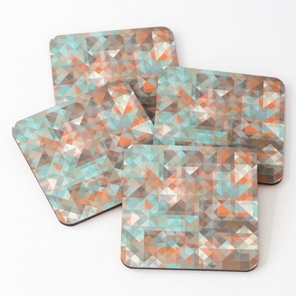 Item preview, Turquoise Orange Brown White Polygon Art Pattern designed and sold by LC Graphic Design Studio.
