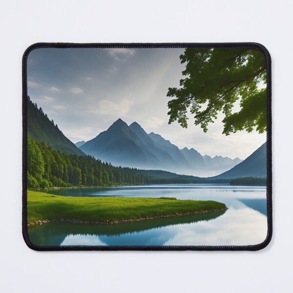 Item preview, A Tranquil Lake Surrounded by Lush Greenery, Rendered in a Minimalist Style Ai Generated Art designed and sold by AiGens.