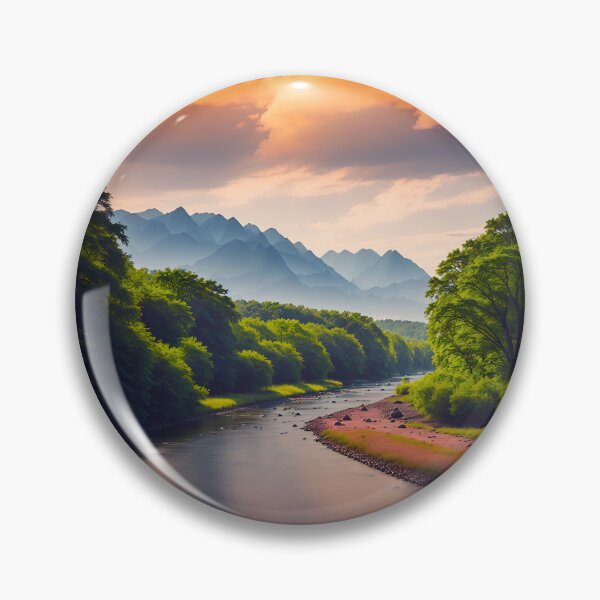 Item preview, A Serene River Winding Through a Tranquil Landscape, Rendered in a Minimalist Style Ai Generated Art designed and sold by AiGens.