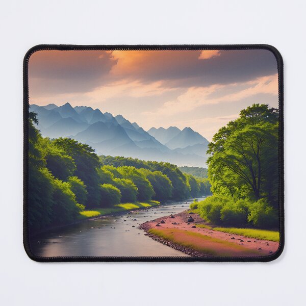 Item preview, A Serene River Winding Through a Tranquil Landscape, Rendered in a Minimalist Style Ai Generated Art designed and sold by AiGens.