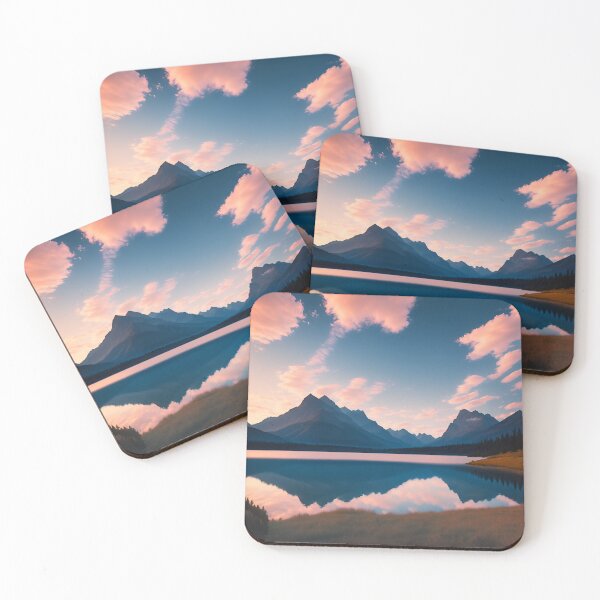 Item preview, A Tranquil Lake Surrounded by Majestic Mountains, Rendered in a Minimalist Style Ai Generated Art designed and sold by AiGens.
