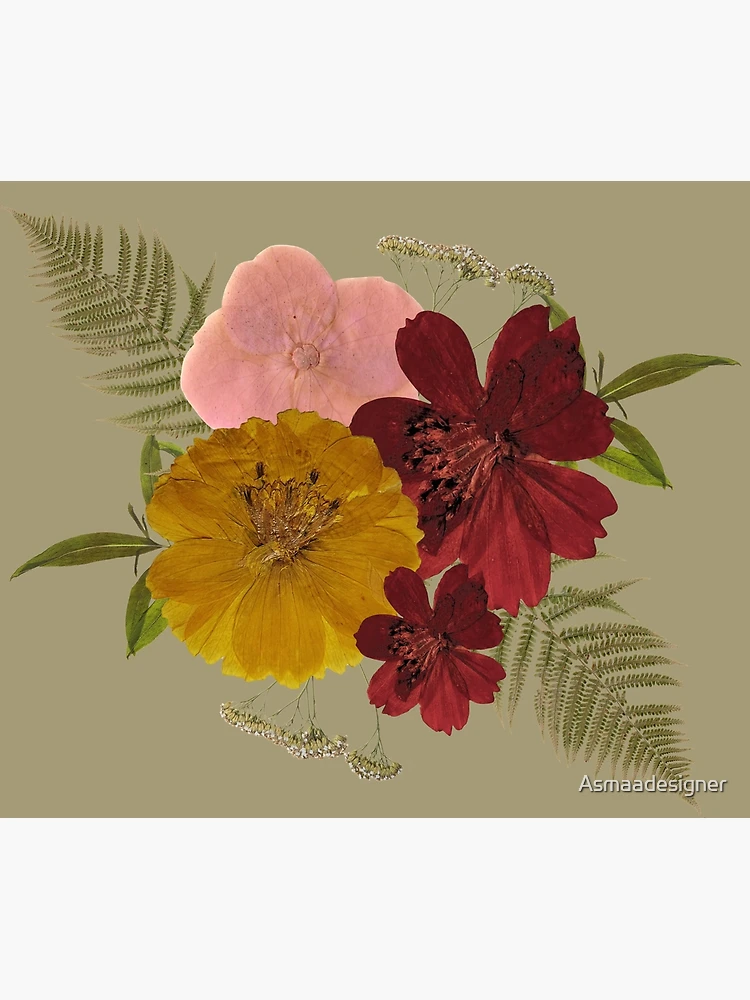 Pressed Dried Colorful Collage Flowers Canvas Print for Sale by  Asmaadesigner