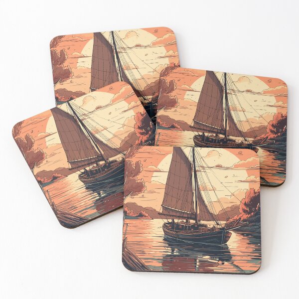 Item preview, A sailboat in the middle of the river designed and sold by KMSpace.