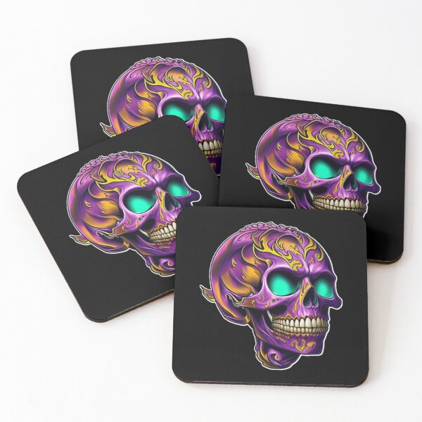 Item preview, Metallic Purple Skull Glowing Green Eyes designed and sold by TheRebelThreads.