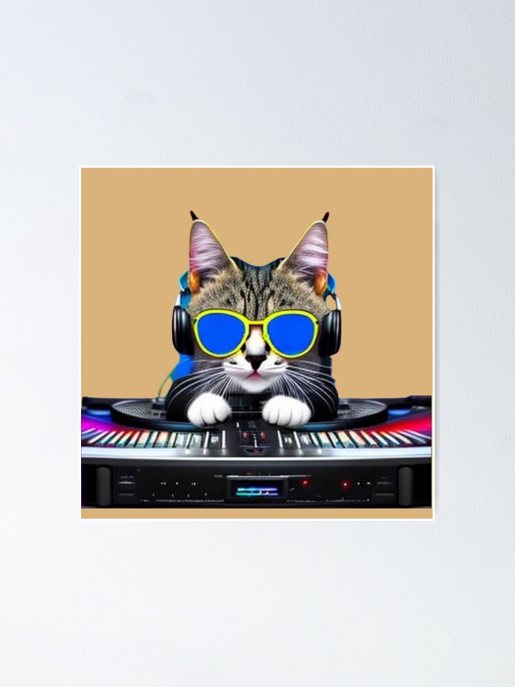  Funny Cat DJ Kitty Pet with Sunglasses for Cat Music lovers T- Shirt : Clothing, Shoes & Jewelry