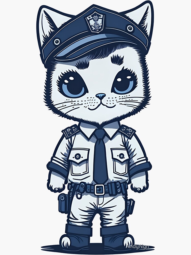 Cute cat police officer cartoon Royalty Free Vector Image