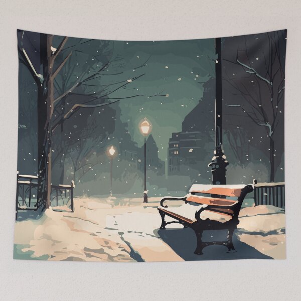 Item preview, A park bench covered with snow designed and sold by KMSpace.