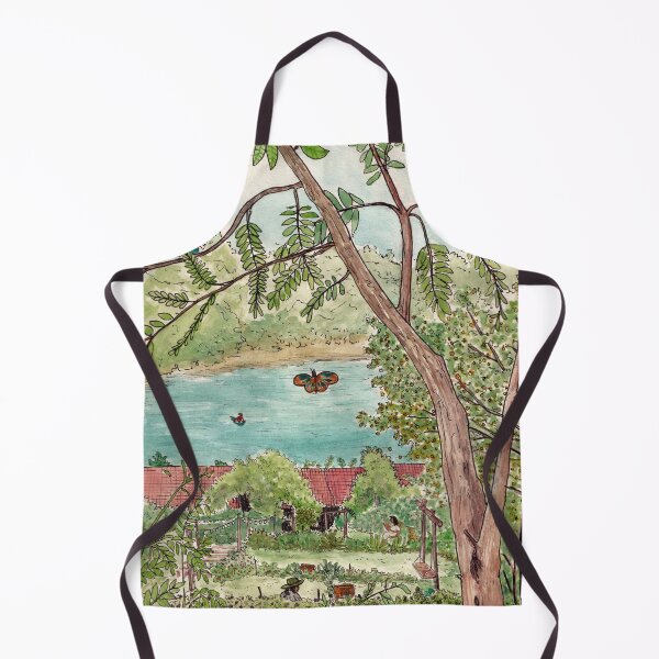 Item preview, Botanical Greenery Garden View Vietnam Ink Watercolor Art designed and sold by Wall-Art-Sketch.