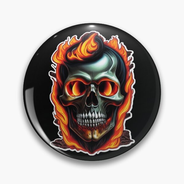 Artikelvorschau, Flammender Metallschädel entworfen und verkauft von TheRebelThreads.