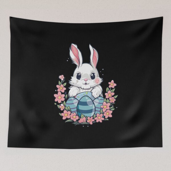 Item preview, Happy easter white fluffy bunny designed and sold by JoRealm.