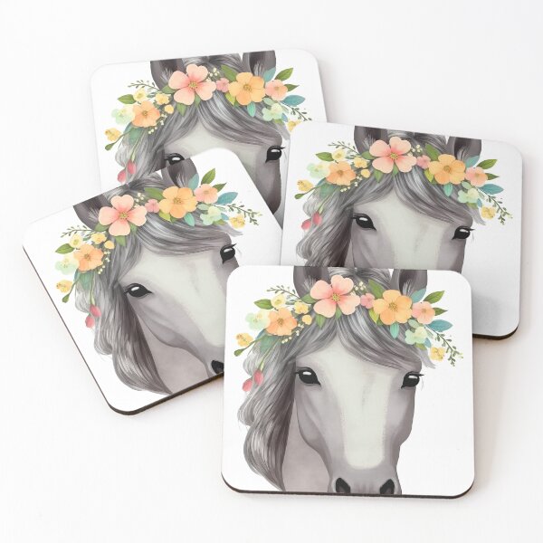 Item preview, Cute Grey Flower Crown Pony designed and sold by That Horse Girl.