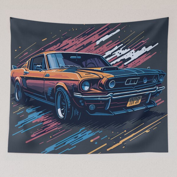 Item preview, Retro Muscle Car Ford Mustang Vector Artwork designed and sold by AndyNgn.