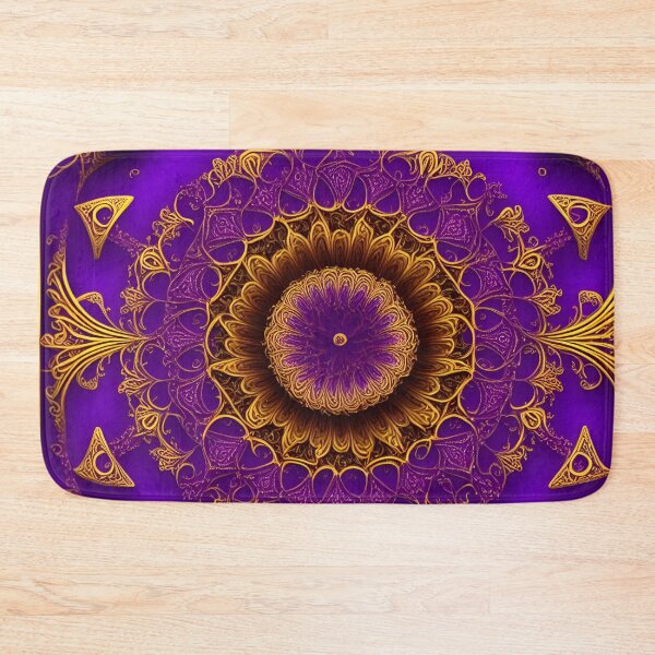 Item preview, Mandala Flower Gold Purple Pink Golden Frame Mandala Purple Pink - Mandalas designed and sold by internlvisions.