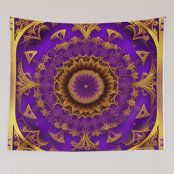 Item preview, Mandala Flower Gold Purple Pink Golden Frame Mandala Purple Pink - Mandalas designed and sold by internlvisions.