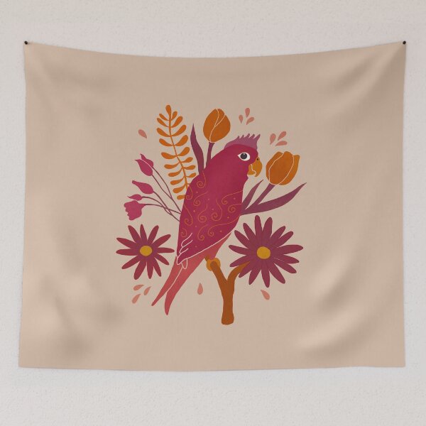 Item preview, Vibrant Parrot Illustration in Viva Magenta ~ Tropical Fantasy Design designed and sold by Danvrie.