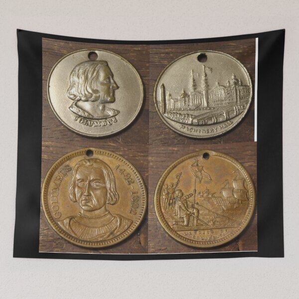 Item preview, 2 Colombian Exposition Medals Reverse & Obverse  Machine Hall, Landing designed and sold by coinsxcrochet.