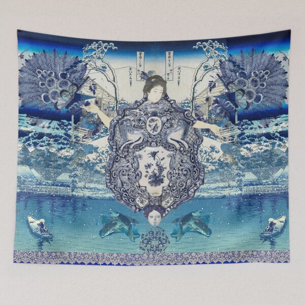 Artikelvorschau, Chinoiserie Blaue orientalische Montage entworfen und verkauft von chrissyink.