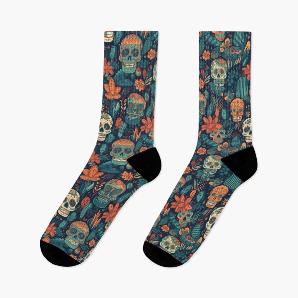 Item preview, Colorful Cinco de Mayo pattern with skulls, cactus and plants designed and sold by Branjos.