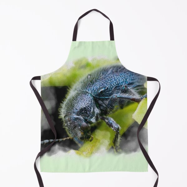 Item preview, A watercolour version of a metallic blue leaf beetle! (Trichochrysea hirta) relaxing on the petiole designed and sold by AvonPerception.