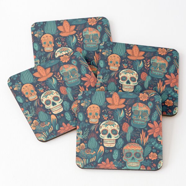 Item preview, Colorful Cinco de Mayo pattern with skulls, cactus and plants designed and sold by Branjos.