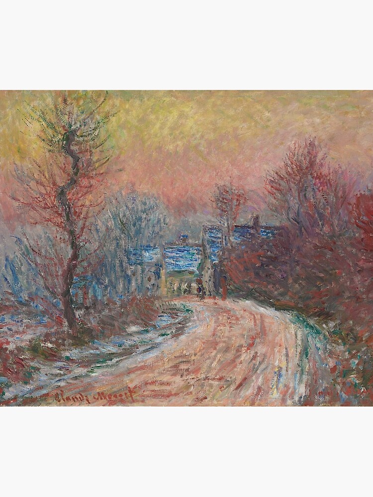 Disover Tranquility in the Face of Failure & Overcoming Atychiphobia with Monet's Giverny Winter Sunset Tapestry