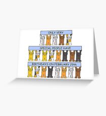 February 29th Birthday, Cartoon Cats. Greeting Card