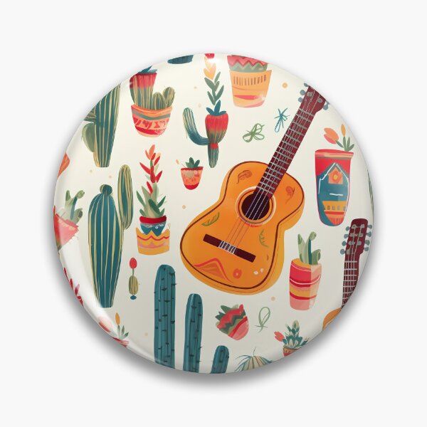 Item preview, Cinco de Mayo pattern with guitars, cactus and plants designed and sold by Branjos.