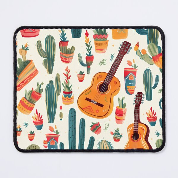 Item preview, Cinco de Mayo pattern with guitars, cactus and plants designed and sold by Branjos.