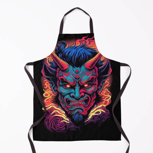 Item preview, Synthwave Retrowave Japanese Demon Hannya Yokai Oni Mask designed and sold by SpookshowDesign.