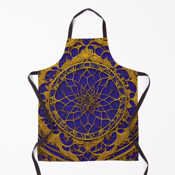 Item preview, Mandala Flower Gold Dark Blue Frame Mandalas Blue Gold - Mandalas designed and sold by internlvisions.