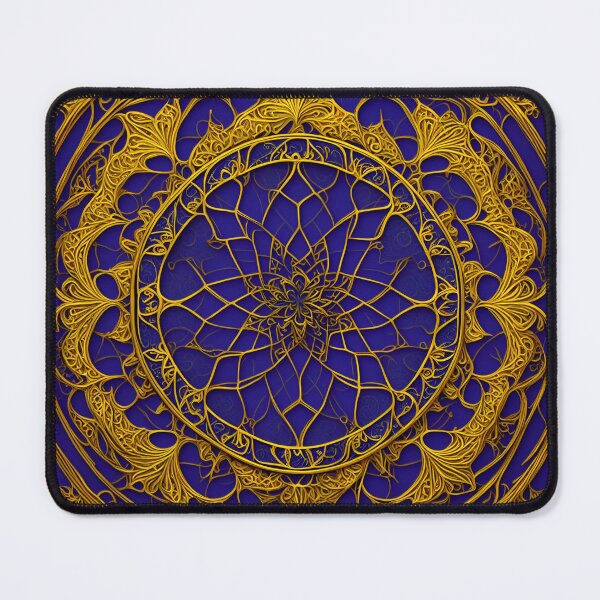Item preview, Mandala Flower Gold Dark Blue Frame Mandalas Blue Gold - Mandalas designed and sold by internlvisions.