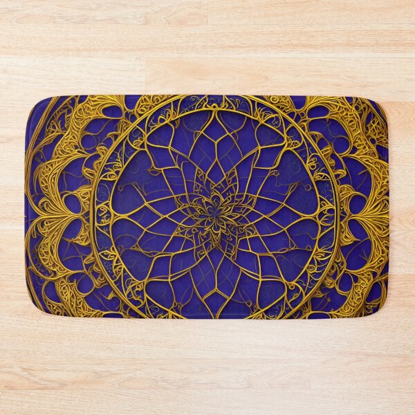 Item preview, Mandala Flower Gold Dark Blue Frame Mandalas Blue Gold - Mandalas designed and sold by internlvisions.