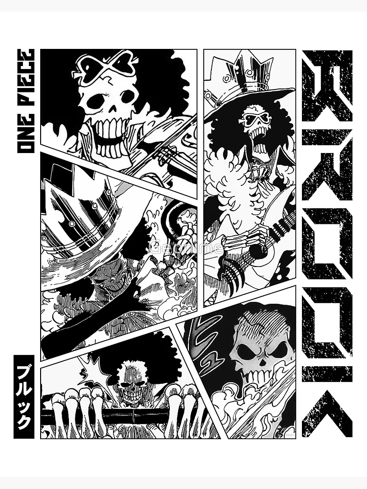 Brook - One Piece Manga Panel black version Art Board Print for Sale by  Geonime