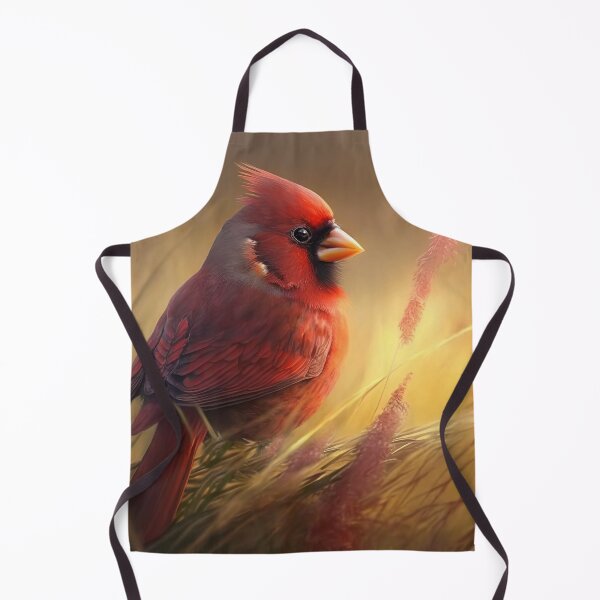 Item preview, Male Northern Cardinal in a Morning Foggy Meadow with Wild Flowers .AI generated Illustration. designed and sold by svetlanna.