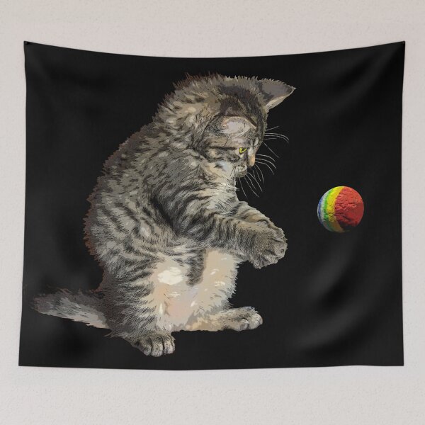 Item preview, Gray baby cat plays with multi-colored ball designed and sold by Astralia.