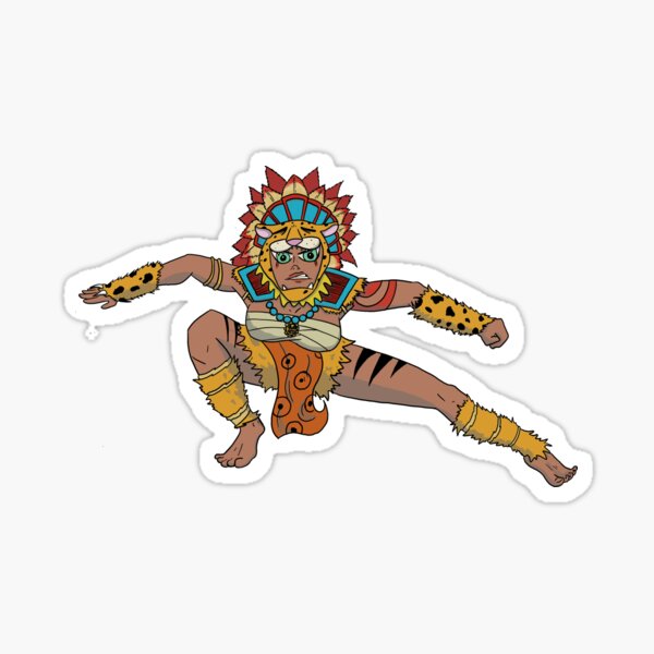 Aztec Warrior Cartoon Character Sticker
