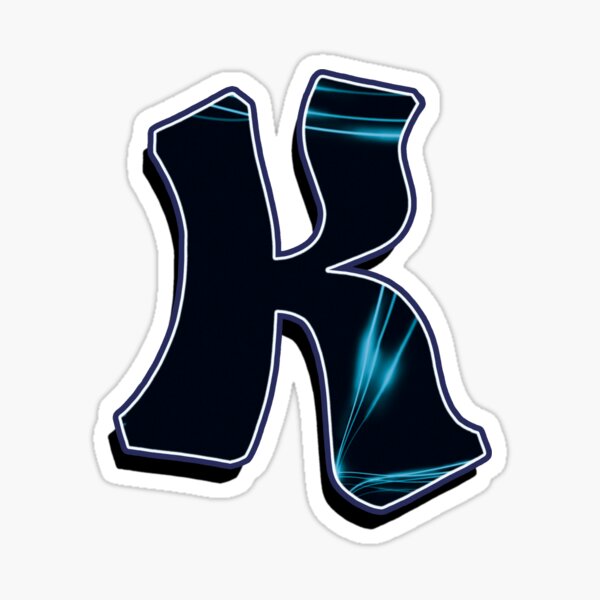Letter K - Black/blue lines Sticker