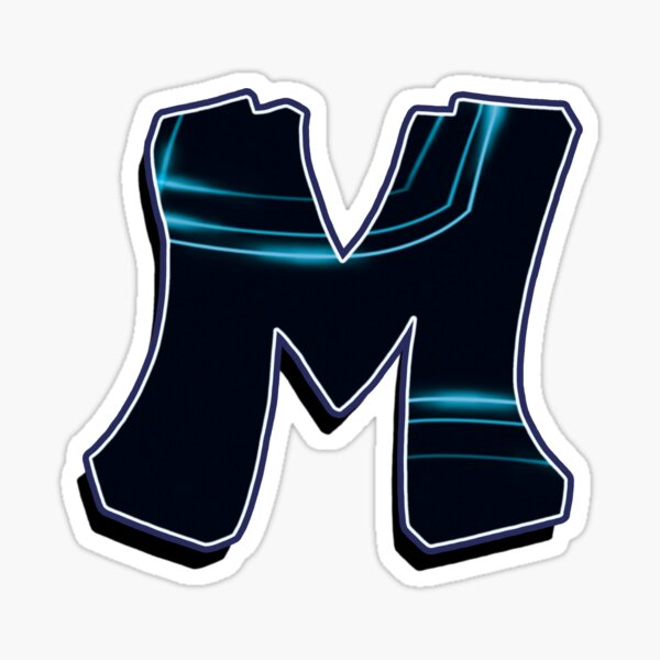 Letter M - Black/blue lines Sticker