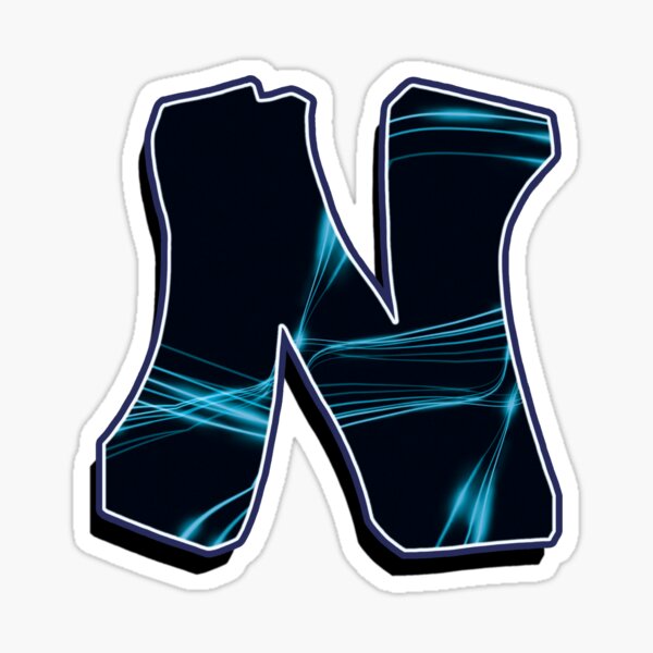 Letter N - Black/blue lines Sticker