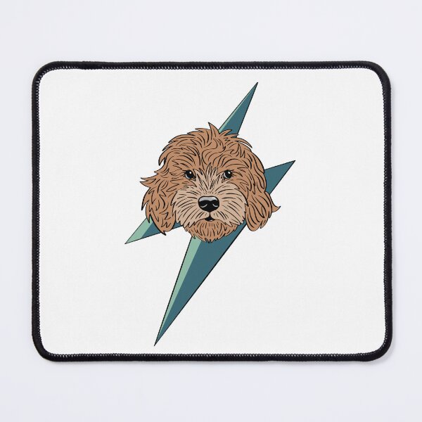 Item preview, Apricot cockapoo, cavapoo, labradoodle, yorkipoo design with thunderbolt designed and sold by laurendemoet.